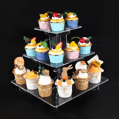 China High Quality Custom Acrylic Birthday Parties Cupcake Display Stand Plexiglass Cake Stand For Wedding And Birthday Party for sale