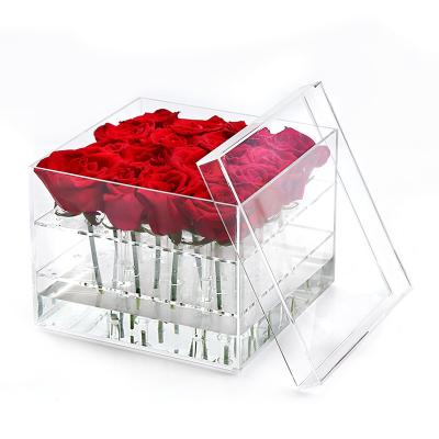 China Modern Customized NO MOQ High Quality Transparent Acrylic Flower Box Modern Acrylic Box For Flower Accept Custom Acrylic Flower Box for sale