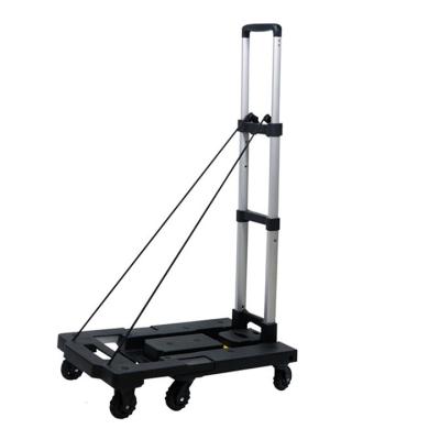 China 150kg Outdoor Loading Compact Platform Five-Wheel Trolley Folding Luggage Hand Truck Lightweight Portable Retractable Truck for sale