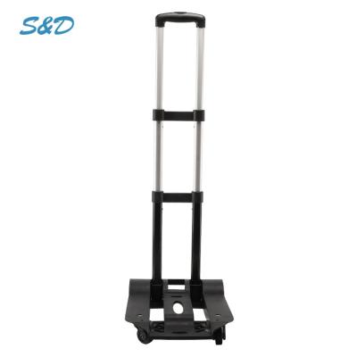 China Plastic Four Wheels 4 Wheels Foldable Adjustable Handle Used Shopping Cart Vending T001L for sale