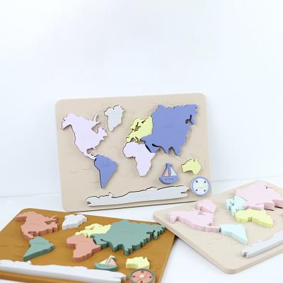 Cina Puzzle personale del bambino della mappa di mondo del silicone per i bambini Montessori educativo in vendita