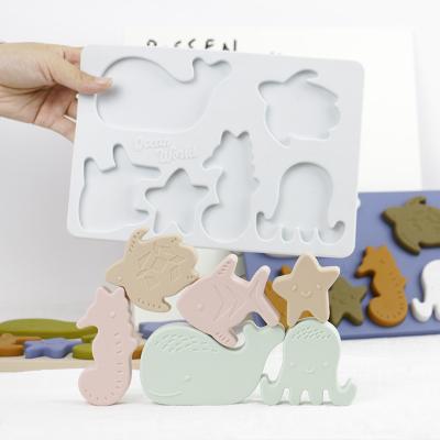 China Sea Ocean Animals Silicone Puzzle , Educational Montessori Baby Puzzle for sale