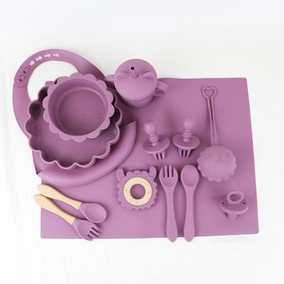 China produtos de silicone personalizados Alimentos Grade de silicone alimentação Conjunto de desenhos animados gato estilo silicone alimentação do bebê à venda