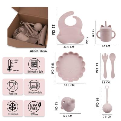 China Pacote de caixa personalizada para crianças bebê de silicone Servidores de mesa Conjunto Com Copa Prato Bowl colher de bife à venda