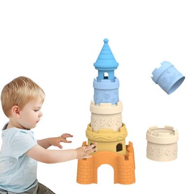 Cina BSCI fabbrica personalizzata silicone giocattoli di accumulo bambino educazionale bambini costruzione torre stacker giocattoli di silicone in vendita