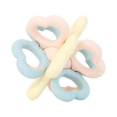 China 2025 Nieuwe Custom Silicone Ring Zachte 3D Kinderen Baby Rattle Toy BPA-vrij Voedingswaarde Tandtanden Speelgoed Schudend Zachte Speelgoed Tanden Te koop