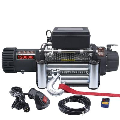 China ATV/UTV 12000 LB Winch Load Capacity 12V Electric Winch Cable Steel Wire Electric Winch with Hawsepipe Fairlead for sale