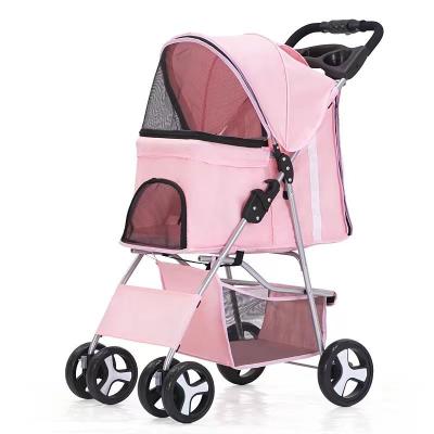 China Viable Hot Sale 4 Wheel Luxury Folding Reinforced Universal Pet Trolley Pet Stroller for sale