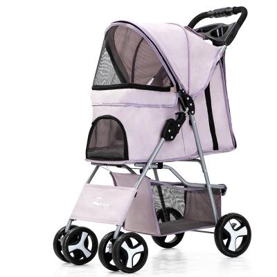 China Lightweight Cat And Dog Large Wagon Foldable Detachable Washable Pet Stroller Viable With Storage Basket for sale