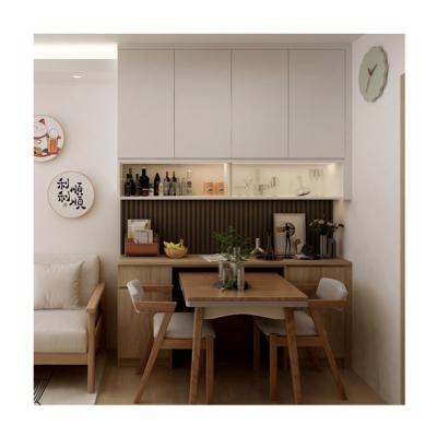 China Modern Modern Restaurant Furniture Storage Cabinets Stone Burning Rectangular Sets Integrated Design Dining Table for sale