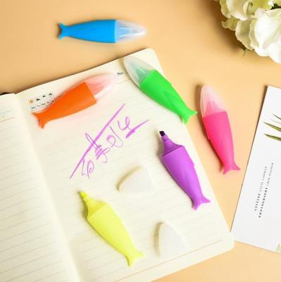 China Lovely kawaii fish high quality colorful fluorescent marker pen student creative stationery writing classic style highlighter pen for sale