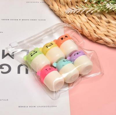 China Lovely Bear Shape Fluorescent Marker Pen Fiber Seed Set Barrel Promotional Multi Shaped Colorful Transparent Highlighter for sale