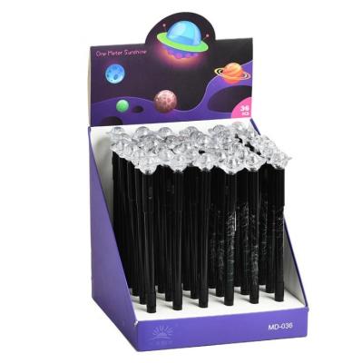 China Cartoon Sparkle Design Natural Ink Match Color Office Writing Spaceship With Light Led Logo 0.5mm Novelty Custom Gel Pens For Kids for sale