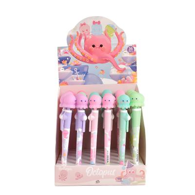 China Normal Awesome Christmas Tools Stationery Gift For Kids Novelty Octopus Shapes Plastic Silicone Writing Set Character Gel Pen for sale