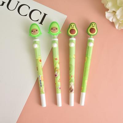 China Normal school office kawaii multifunctional stationery custom logo avocado shaped ink soft rubber gel plastic cartoon pens 0.5mm new for sale