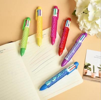 China office & Cute School Multifunction Pen Stationery Items Shiny Glitter Simple List 6 Tip Assorted Color With Best Price Cute Ballpoint Pens for sale