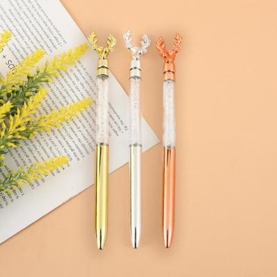 China office & School Pen Stationery Classic Style Customized Glitter Bling Leading Tip Multicolor Animal Deer Game Ink Design Rainbow Top Pen for sale