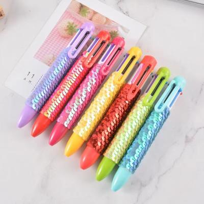 China office & School Pen Business Gift 0.7mm Quik Smoothly Enrolling Eco Multicolor Dry Plastic Stylish Refill 6 Colored Creative Ballpoint Pen With Logo for sale