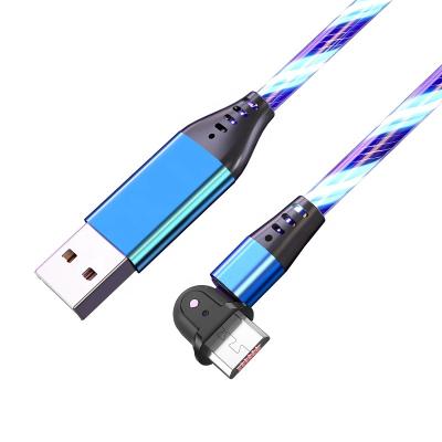 China Data Transmission Phone Charging 3A Micro Usb High End Zinc Alloy Braided Mobile Phone Led Glow Fast Speed ​​Charger Overflowing Luminous Charging Data Cable for sale