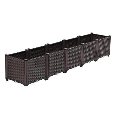 China Modern Balcony Plastic Garden Flower Pot Backyard Flower Box Outdoor Planting Plastic Box for sale