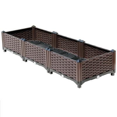 China Modern Custom High Quality Stackable Outdoor Garden Planter Box Brown Vegetable Vegetable Grow High Garden Plastic Raised Bed for sale