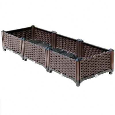 China Modern High Quality Plastic Grow Box Brown Vegetable Grow High Plastic Raised Garden Bed Garden Supplies for sale