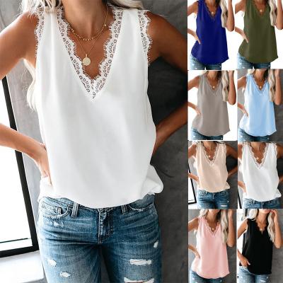 China Wholesale Summer Anti Wrinkle Fashion Casual Plain Lace Up Sleeveless Women V Neck Tank Tops Women's Vest T-Shirt for sale