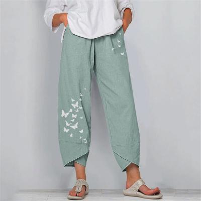 China Women's Loose Wide Leg Pants Anti-pilling Anti-pilling Leg New Flower Ladies Casual Loose Wide Leg Pants High Waist for sale