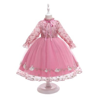 China Party Breathable Embroidery Pageant Birthday Lace Baby Girl Dress Formal Bridesmaid Dress With Big Bow for sale