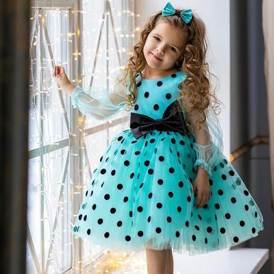 China Breathable Wedding Party Dress For Girl Flower Polka Dot Elegant Kids Tulle Flower Girl Evening Dresses Girls Prom Vestidos Girls for sale