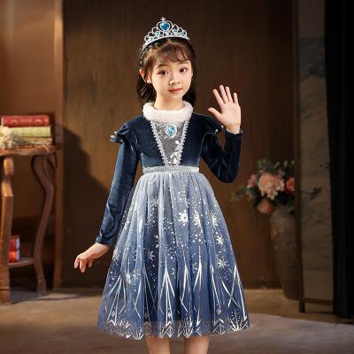 China Breathable European and American girls dresses 2021 Aisha Princess long-sleeved fluffy dress of Autumn And Winter Children's clothing for sale