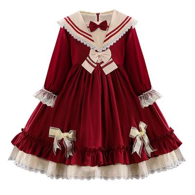 China Princess Dresses For Girls Lolita Style Dress Bow Decoration Washable Sweet Baby Long Wind for sale