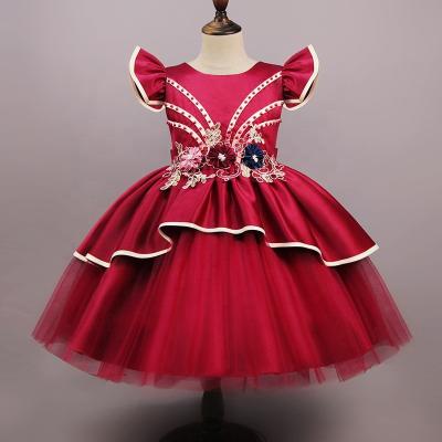 China Baby Elegance Dress Satin Princess Face Bubble Skirt Breathable European Flower Children Dress Dresses for sale