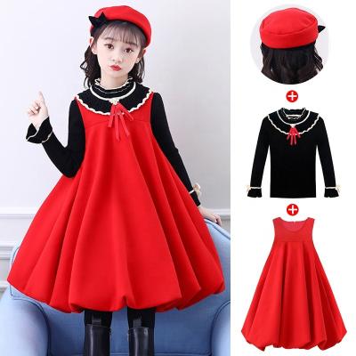 China Breathable Dress Girls Sleeve Long Warm Clothing Girl Selvedge Cotton Evening Party Winter Cute Layered Dresses for sale