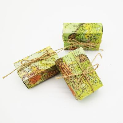 China European Creative Recycled Materials Vintage Card Simple Gift Box Wrapping Paper Wedding Candy Folding Box Mini for sale