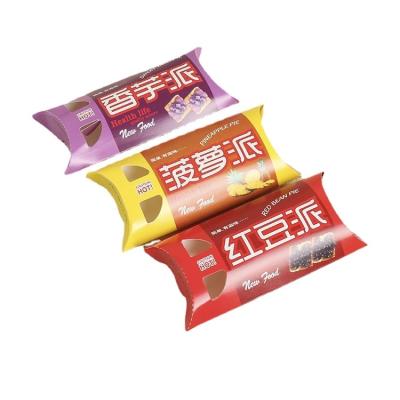 China Disposable Various Pie Pillow Box Disposable Snacks Food Packaging Recyclable Paper Box for sale