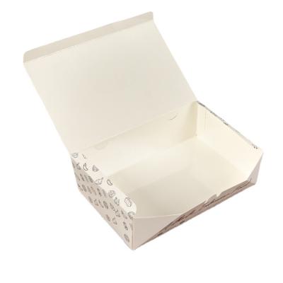 China Custom Disposable Food Cardboard Packaging Folding Kraft Paper Cardboard Oil-Proof Takeout Food Packaging Box for sale