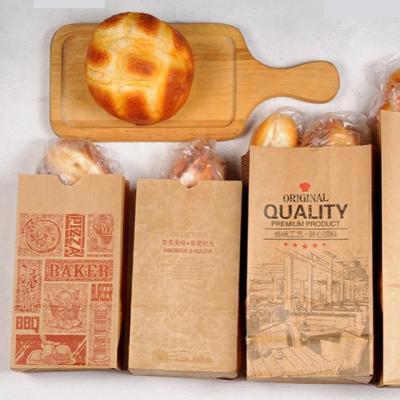 China Recyclable Kraft Paper Bakery Bread Burger Paper Bag Food Packaging Storage Disposable Paper Bag for sale