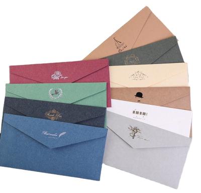 China Eco-friendly Recyclable Paper Envelope Wholesale Western Vintage Envelopes Business Greeting Card Envelope With Gold Stamping for sale