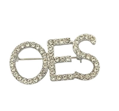 China Custom ALLOY Rhinestone OES Brooch Sisters Association Letter Label Brooch Jewelry for sale