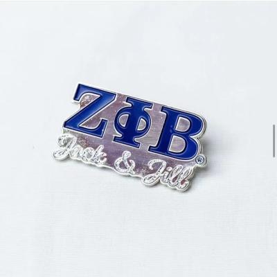 China ALLOY Round Shape Cream Pearl Blue Diamond Greek Soror Life Member Sign Peace Doved Brooches for sale