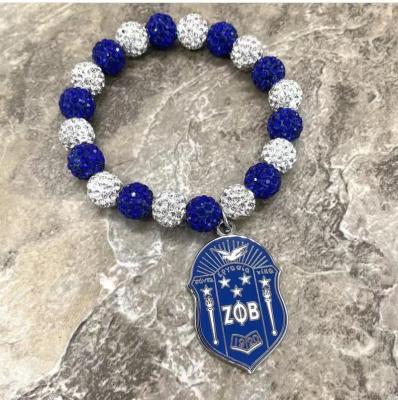 China Other Zetaa Phi Betaa Sorority Greek Divine Bead Bracelet Women Rhinestone Charm Bracelet Royal Blue Jewelery for sale