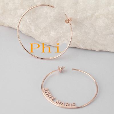 China Cute Custom Handmade Round Earrings Jewelery Circle Name Stainless Steel Soror Greek Letters Metal Earrings for sale