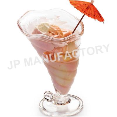 China Occasional Reusable Plastic Ice Cream Bowl Fashion Unbreakable Polycarbonate Swirl Dessert Cup 400ml for sale