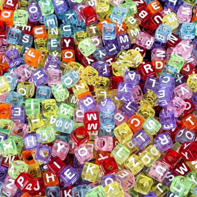 China Jewelry Making 6mm Acrylic Square Cube Alphabet Letter Beads For Bracelet Jewelry Making for sale