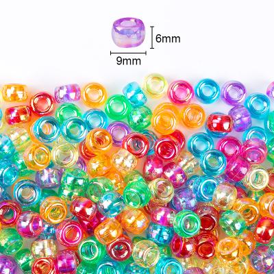 China Jewelry Making 6mm x 9mm Multi Color Pony Beads For Jewelry Making Acrylic Pony Beads For Kids Bracelets Jewelry Making for sale