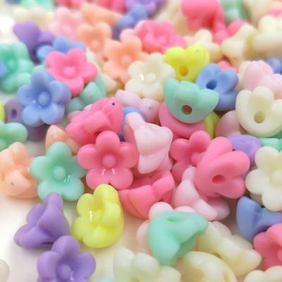 China DIY Jewelry Matte Frosted Flower Beads 10mm Acrylic Wholesale For Making DIY Accessories Candy Color Bead Flower Shape Beads for sale