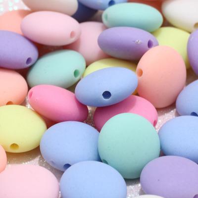 China Wholesale 16mm Colorful Frosted Pole Flattened Plastic Beads DIY Jewelry For Jewelry Making Bracelet Beaded Diy Matte Acrylic Round Flat Beads for sale