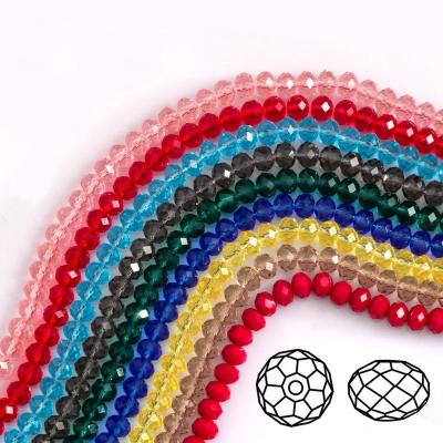 China Transparent Crystal Beads For Jewelry Making Mixed Color Crystal Beads For Jewelry Making 4/6/8mm Round Flat Faceted Crystal Glass Rondelle Loose Spacer Bead for sale