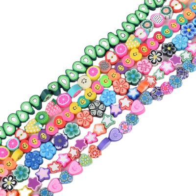 China DIY Amazon Mixed Cartoon Polymer Clay Beads Loose For DIY Jewelry Making Craft Heart Smile Flower Fruit for sale